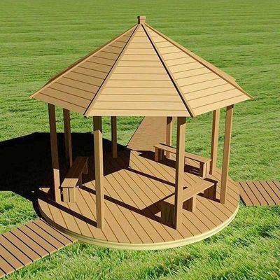 ราคาดี สวนหลัง WPC Gazebo พลาสติกผสมไม้ WPC Pavilion 10x10 ฟุต ออนไลน์